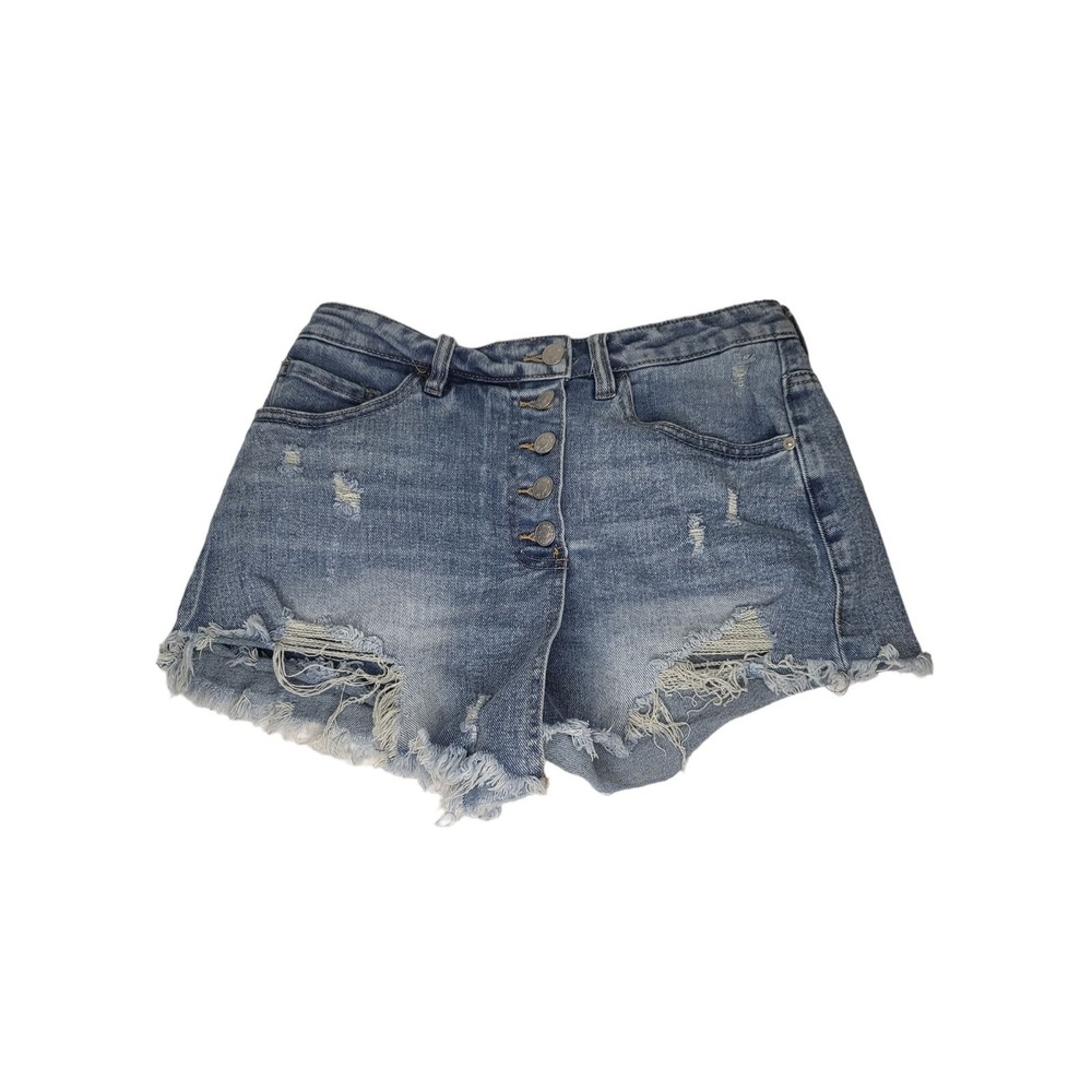 Madden NYC‎ Skort Womens Sz 5 Super High Rise Denim Medium Wash Distressed Jean